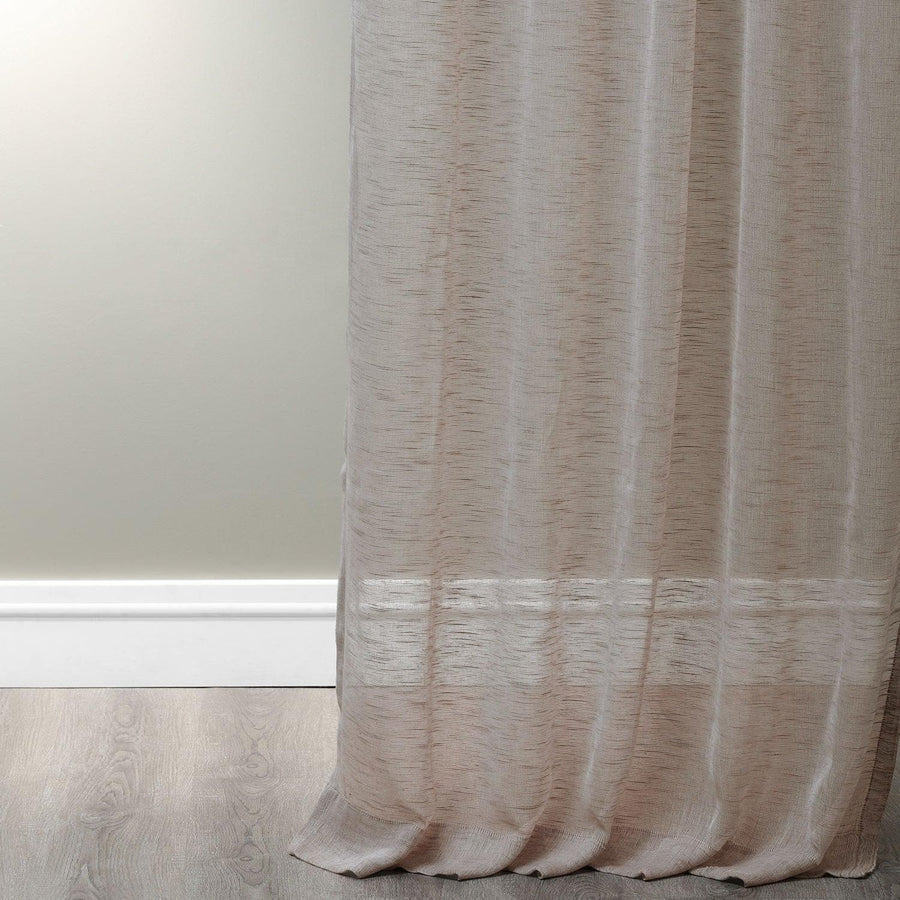 Light Grey Open Weave Linen Blend Curtain