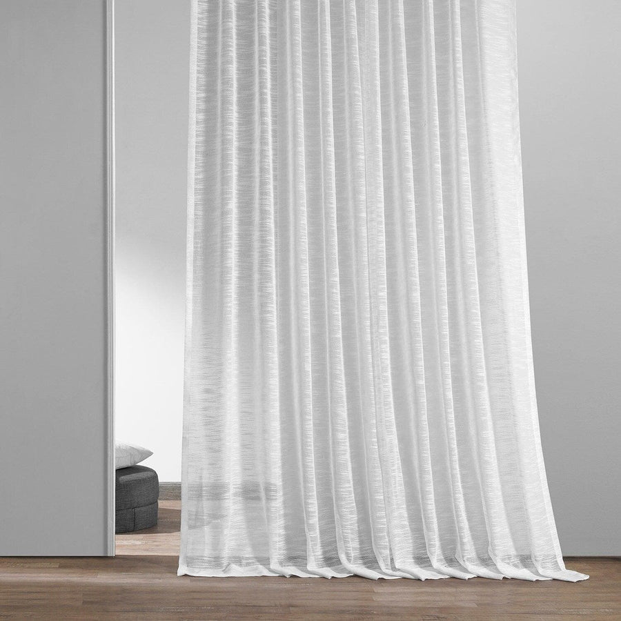White Open Weave Linen Blend Sheer Curtain