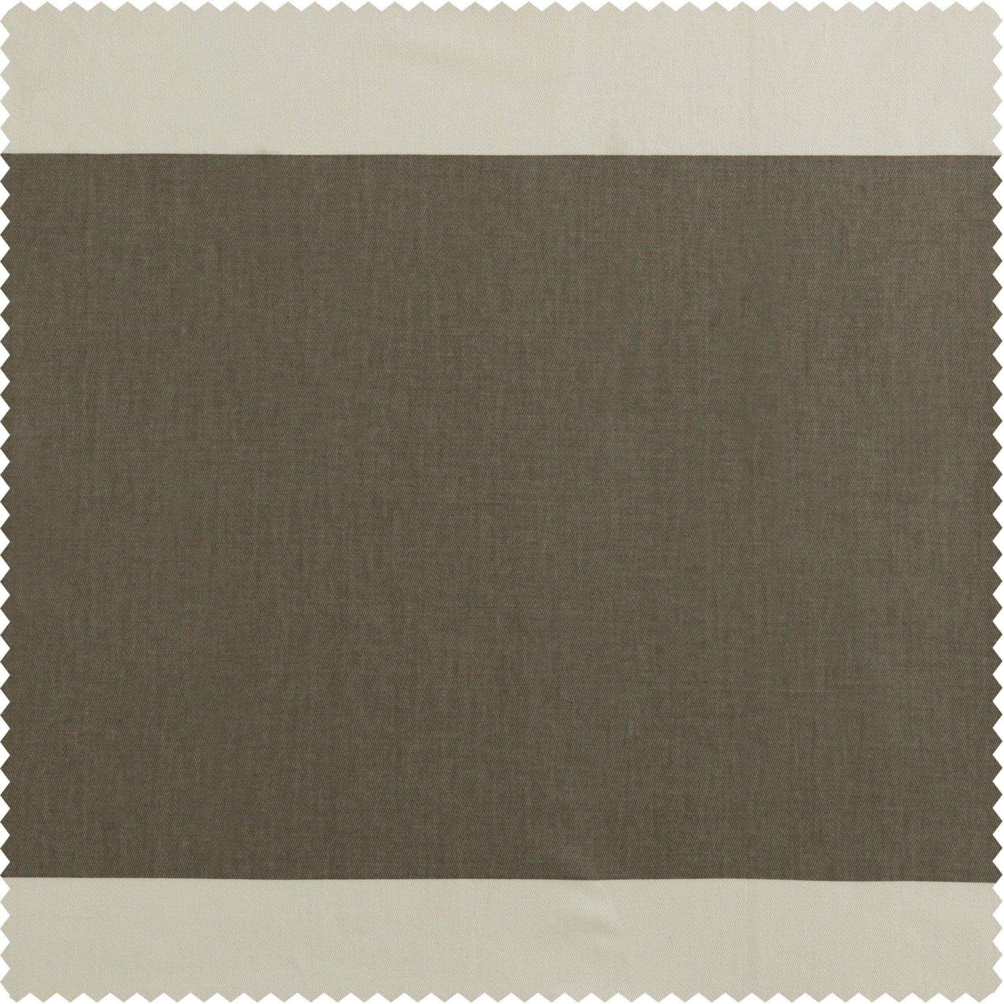 Thunder Tan & Off White Horizontal Striped Printed Cotton Custom Curtain - HalfPriceDrapes.com