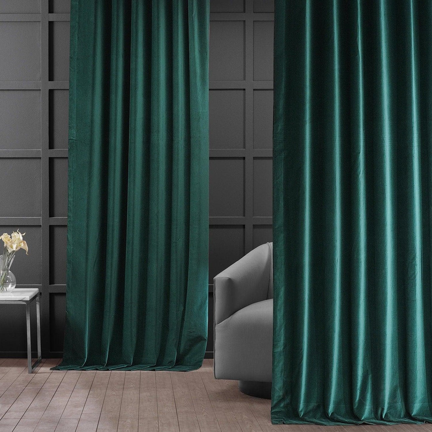 Dublin Green Vintage Cotton Velvet Curtain
