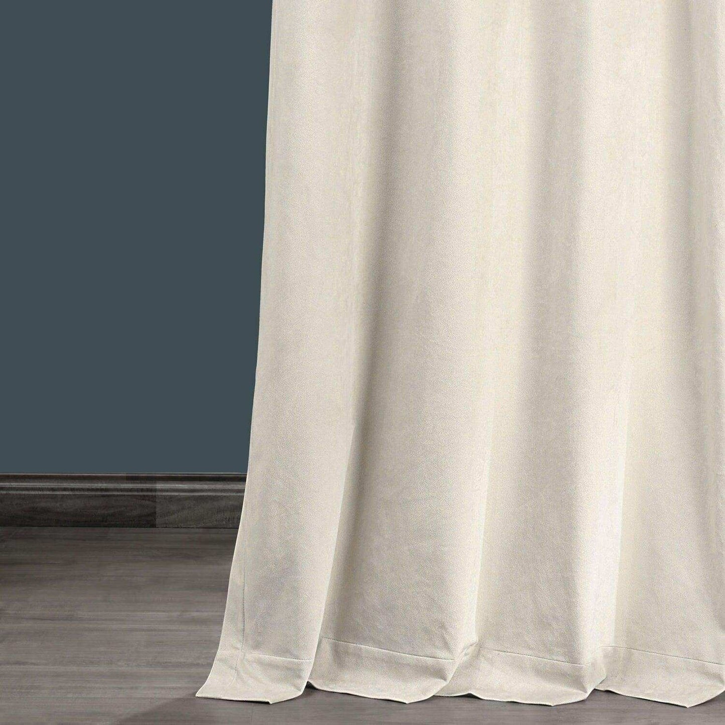 Sandalwood Beige Grommet Plush Velvet Hotel Blackout Curtain