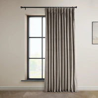 Library Taupe Extra Wide Signature Plush Velvet Hotel Blackout Curtain
