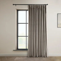 Library Taupe Extra Wide Signature Plush Velvet Hotel Blackout Curtain
