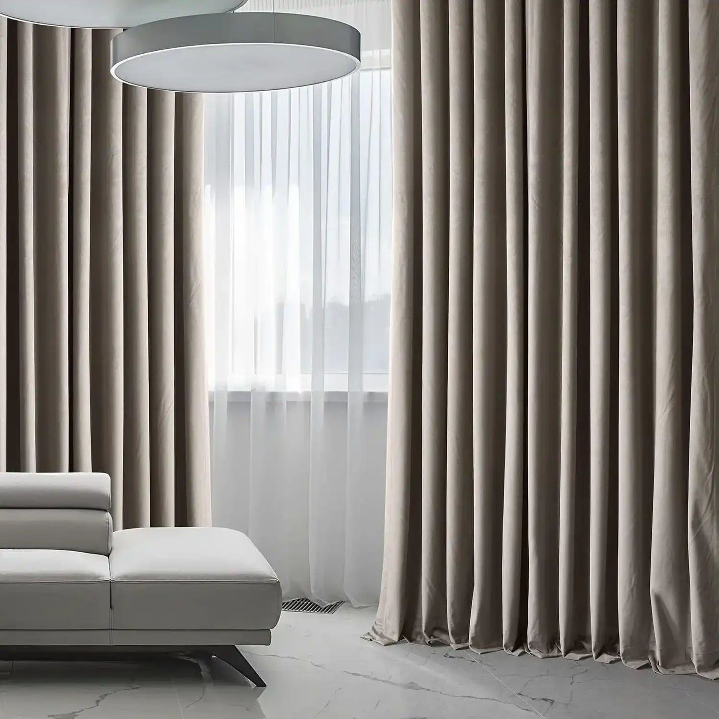 Library Taupe Extra Wide Signature Plush Velvet Hotel Blackout Curtain