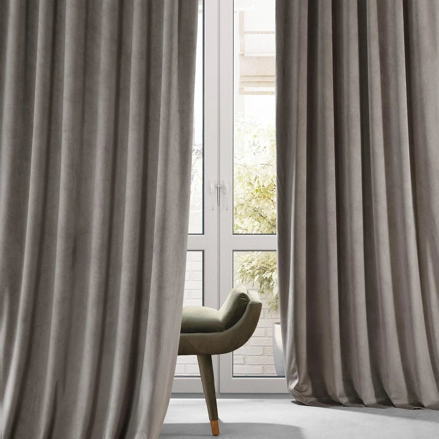 Library Taupe Signature Plush Velvet Hotel Blackout Curtain
