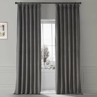Nightlife Grey Signature Plush Velvet Hotel Blackout Curtain
