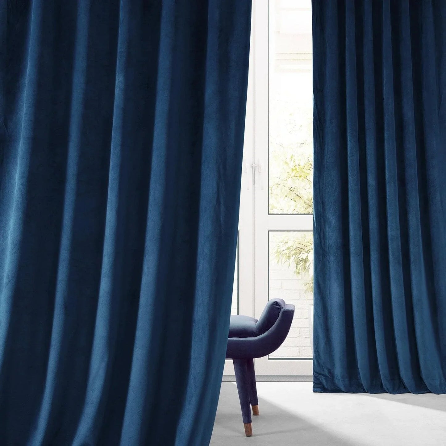 Dreamland Blue Signature Plush Velvet Hotel Blackout Curtain
