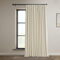 Diva Cream Extra Wide Signature Plush Velvet Hotel Blackout Curtain