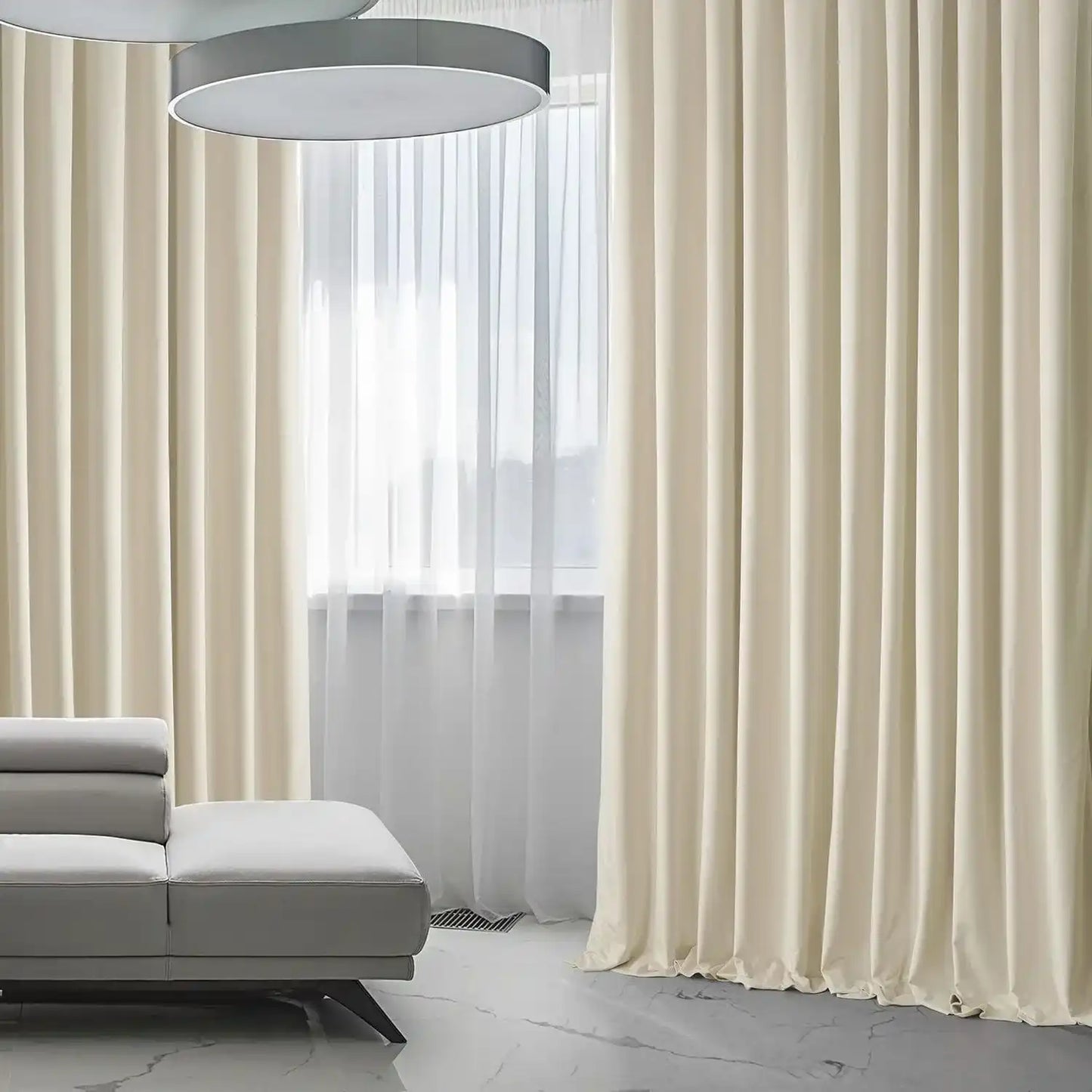 Diva Cream Extra Wide Signature Plush Velvet Hotel Blackout Curtain