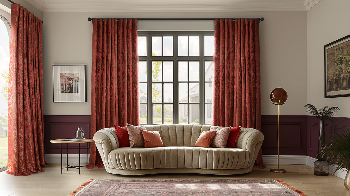 Damask Patterned Custom Curtains & Drapes