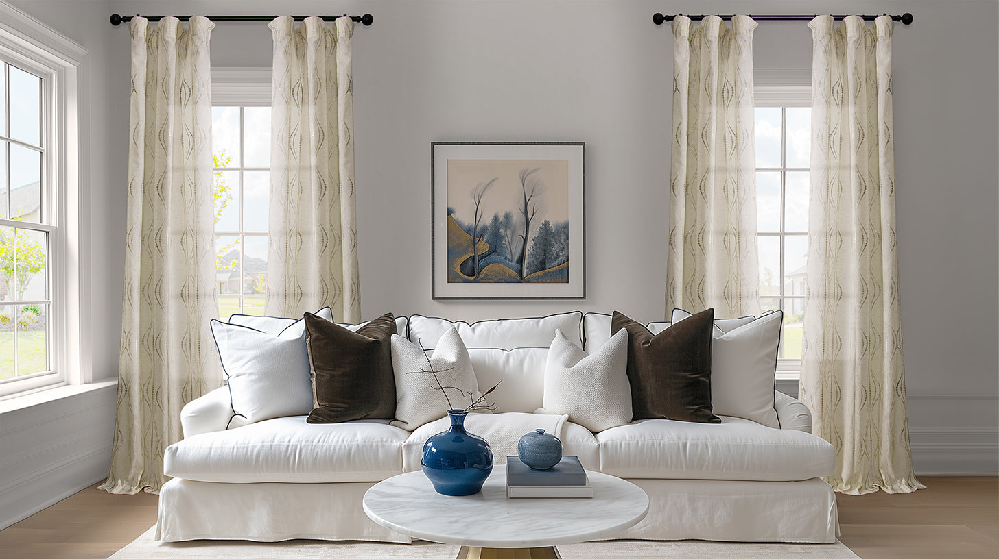 Custom Patterned Linen Sheer Curtains - HalfPriceDrapes.com