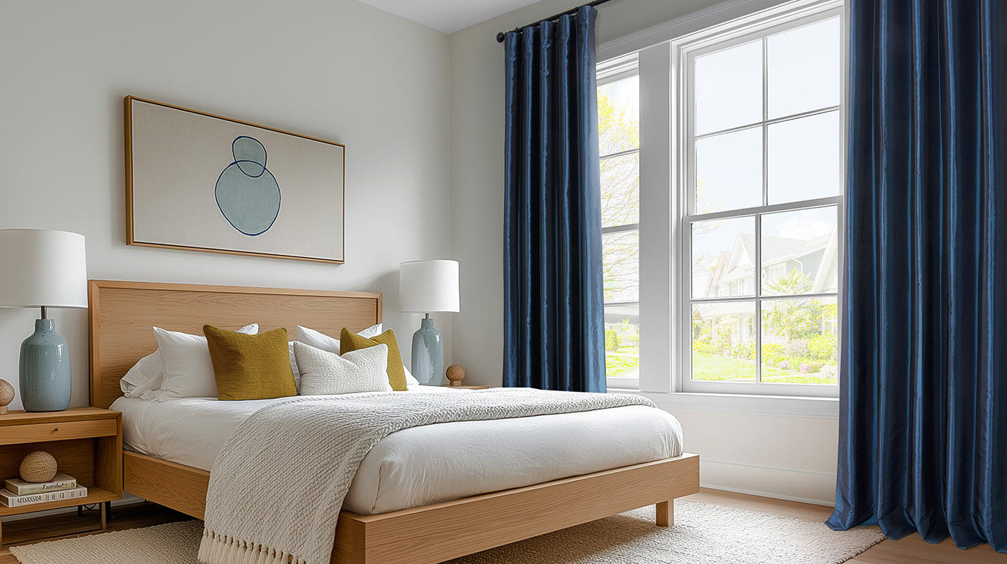 Custom Solid Faux Silk Taffeta Curtains - HalfPriceDrapes.com