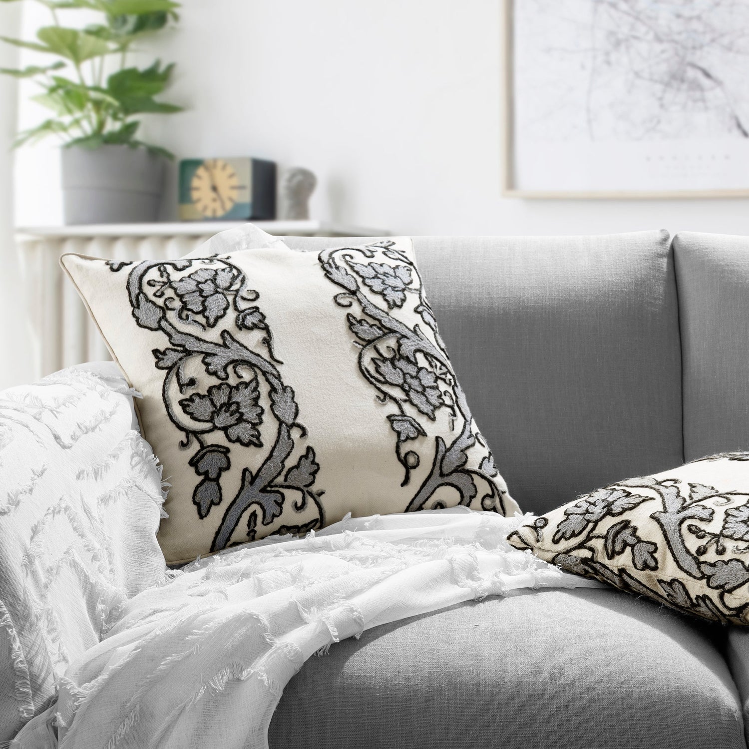 Embroidered Cotton Crewel Cushion Covers