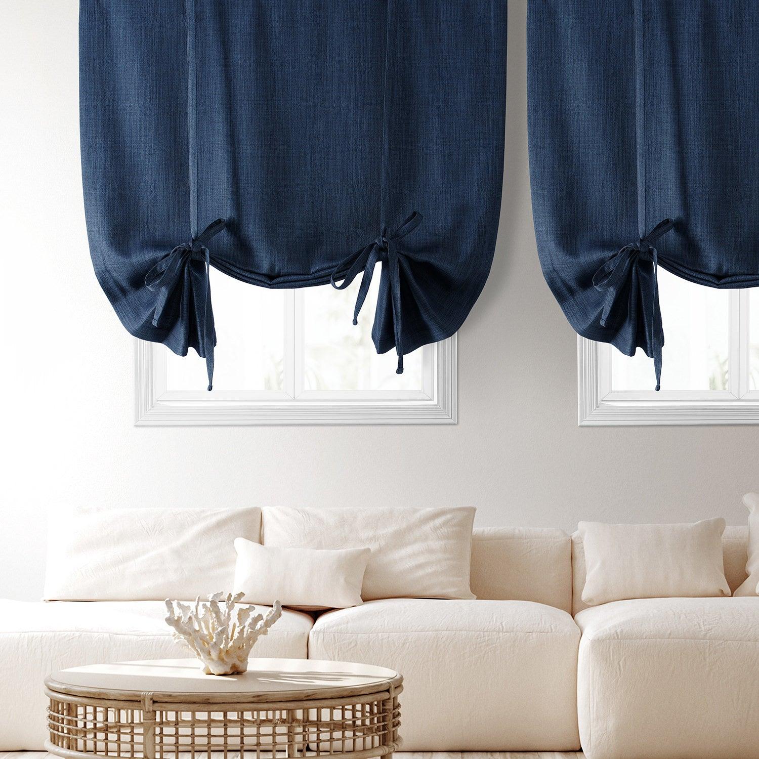 Faux Linen Room Darkening Tie-Up Shades - HalfPriceDrapes.com