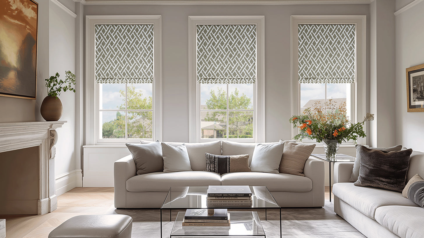 Geometric Roman Shades — Modern Patterns | HPD – HalfPriceDrapes.com
