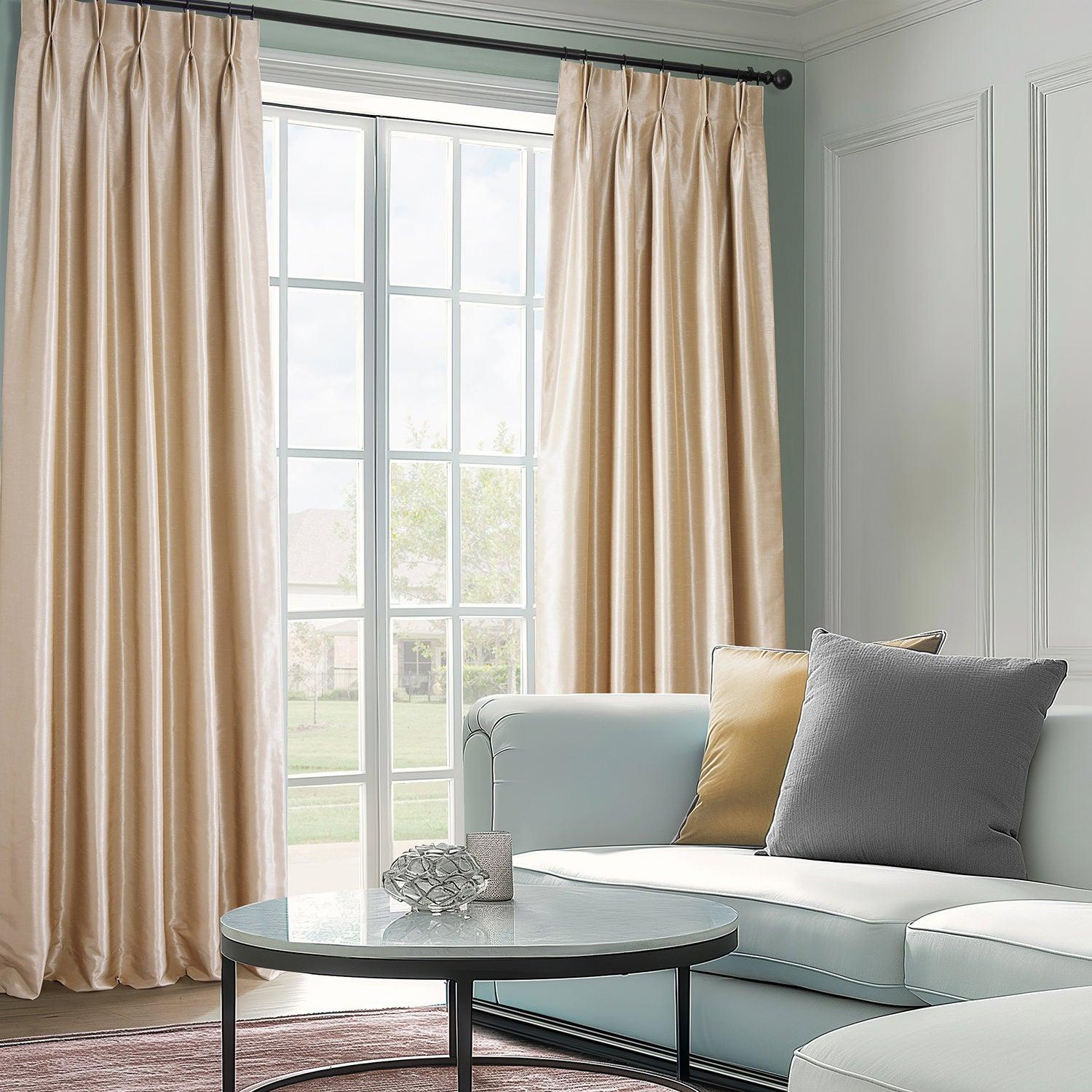 Pleated Faux Silk Curtains & Drapes - HalfPriceDrapes.com