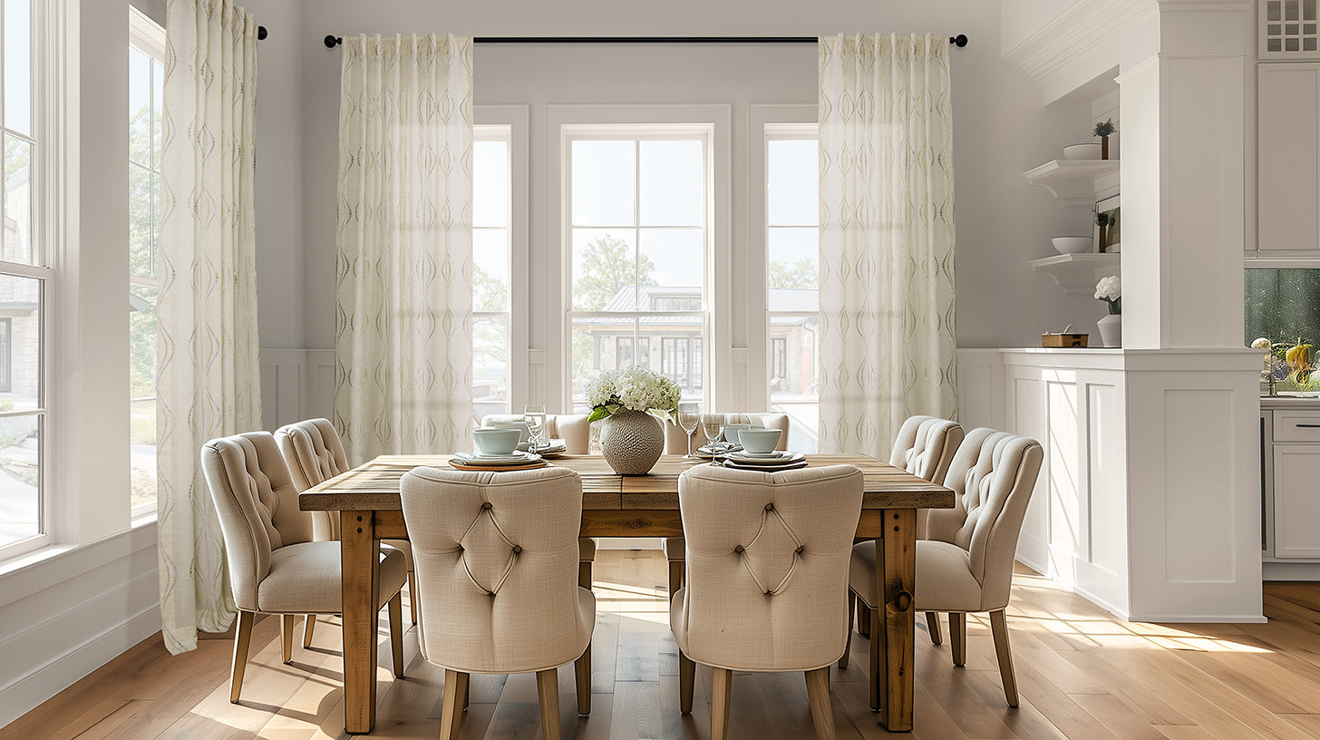 Patterned Faux Linen Sheer Curtains - HalfPriceDrapes.com