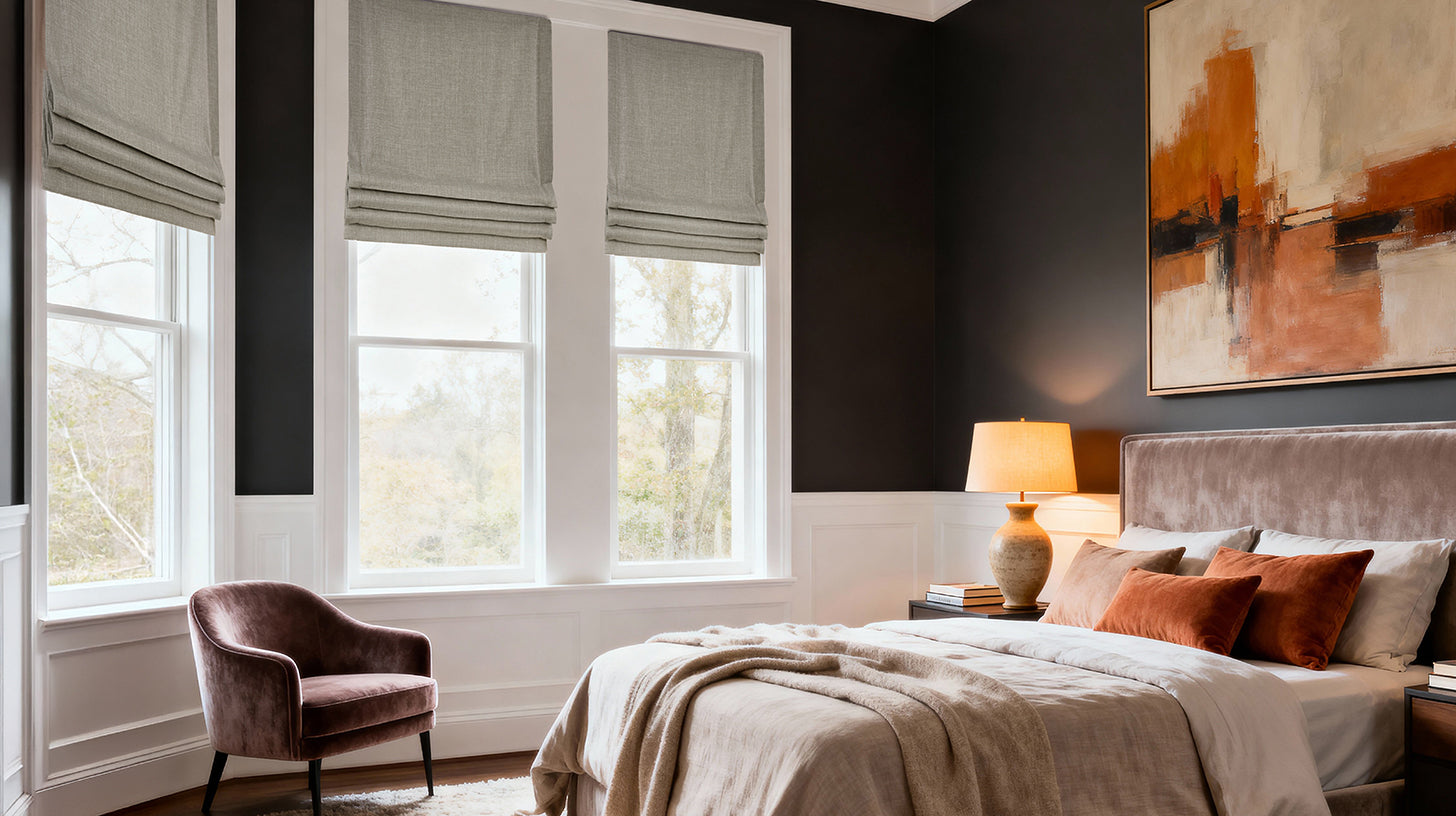 Solid Performance Linen Hotel Blackout Roman Shades