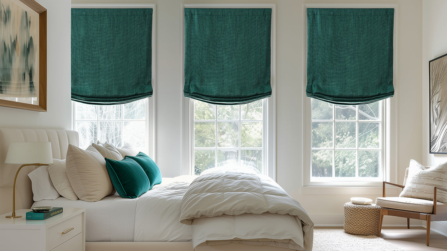 Textured Faux Linen Roman Shades