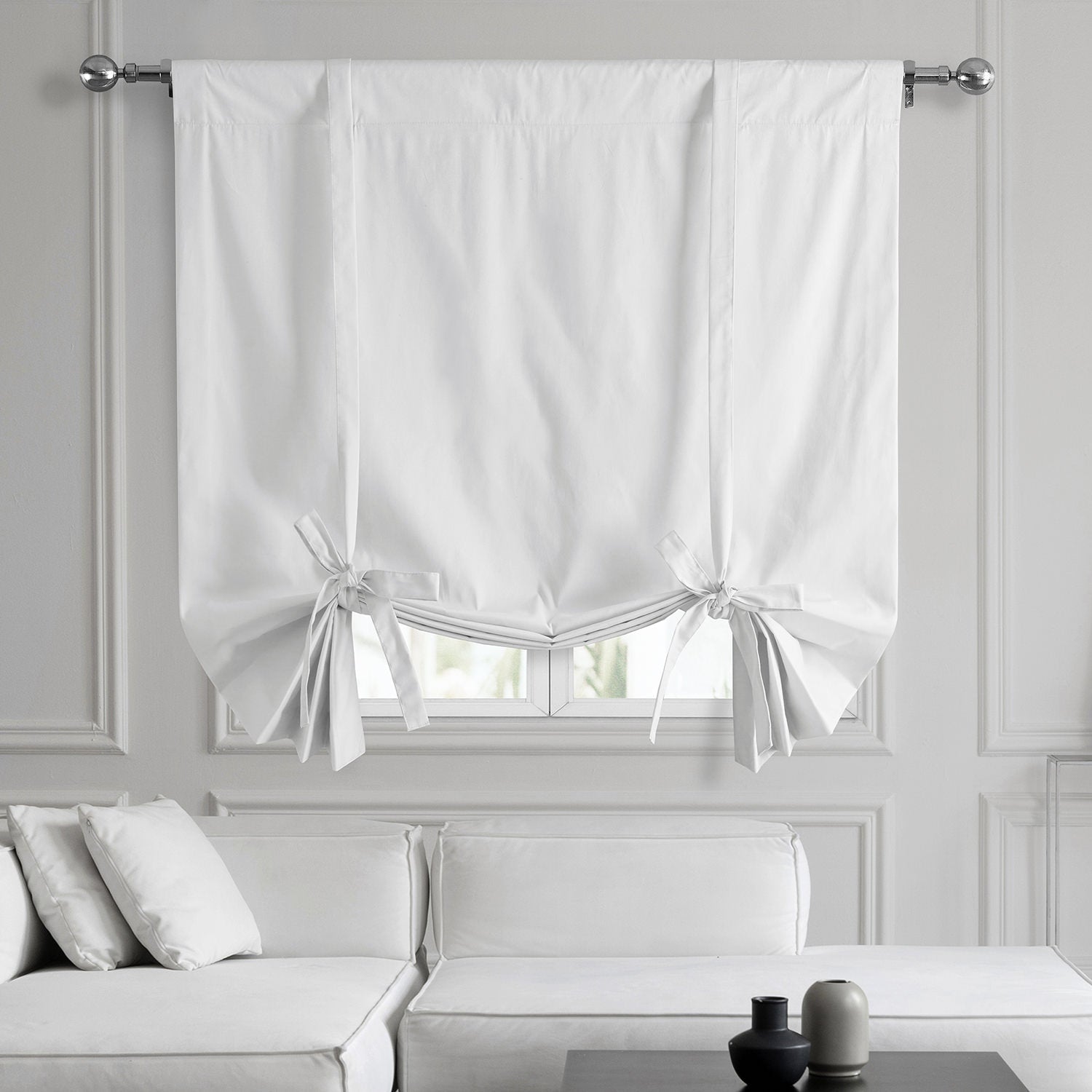 Solid Cotton Tie-Up Shades