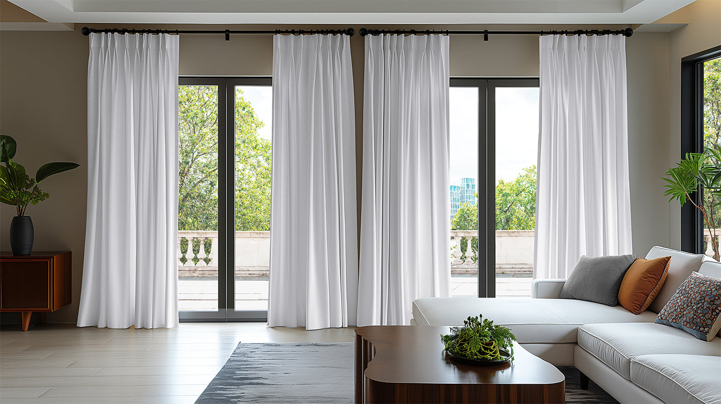 Pleated Faux Linen Curtains & Drapes