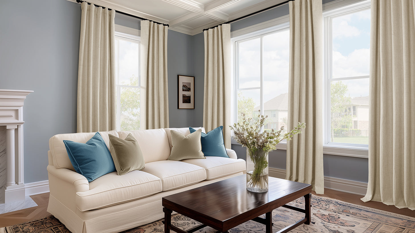 Woven Faux Linen Curtains