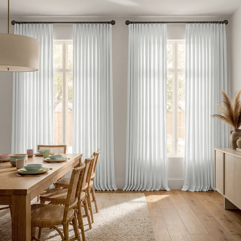 Crisp White French Linen Custom Curtain