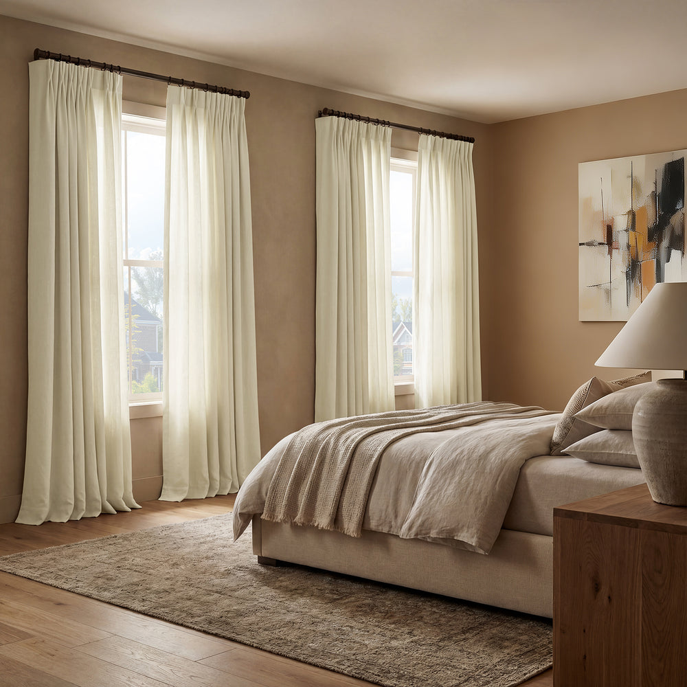 Ancient Ivory French Linen Custom Curtain