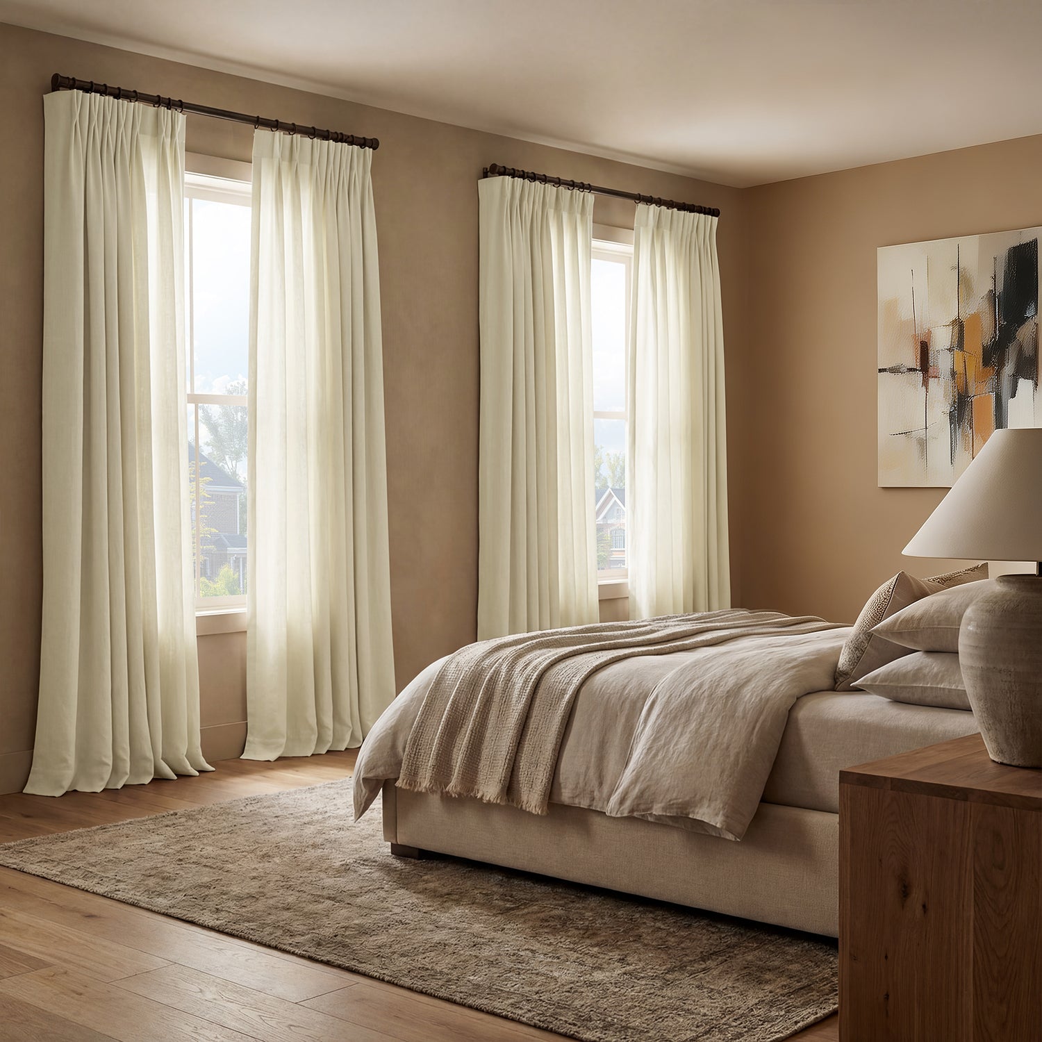 Ancient Ivory French Linen Custom Curtain