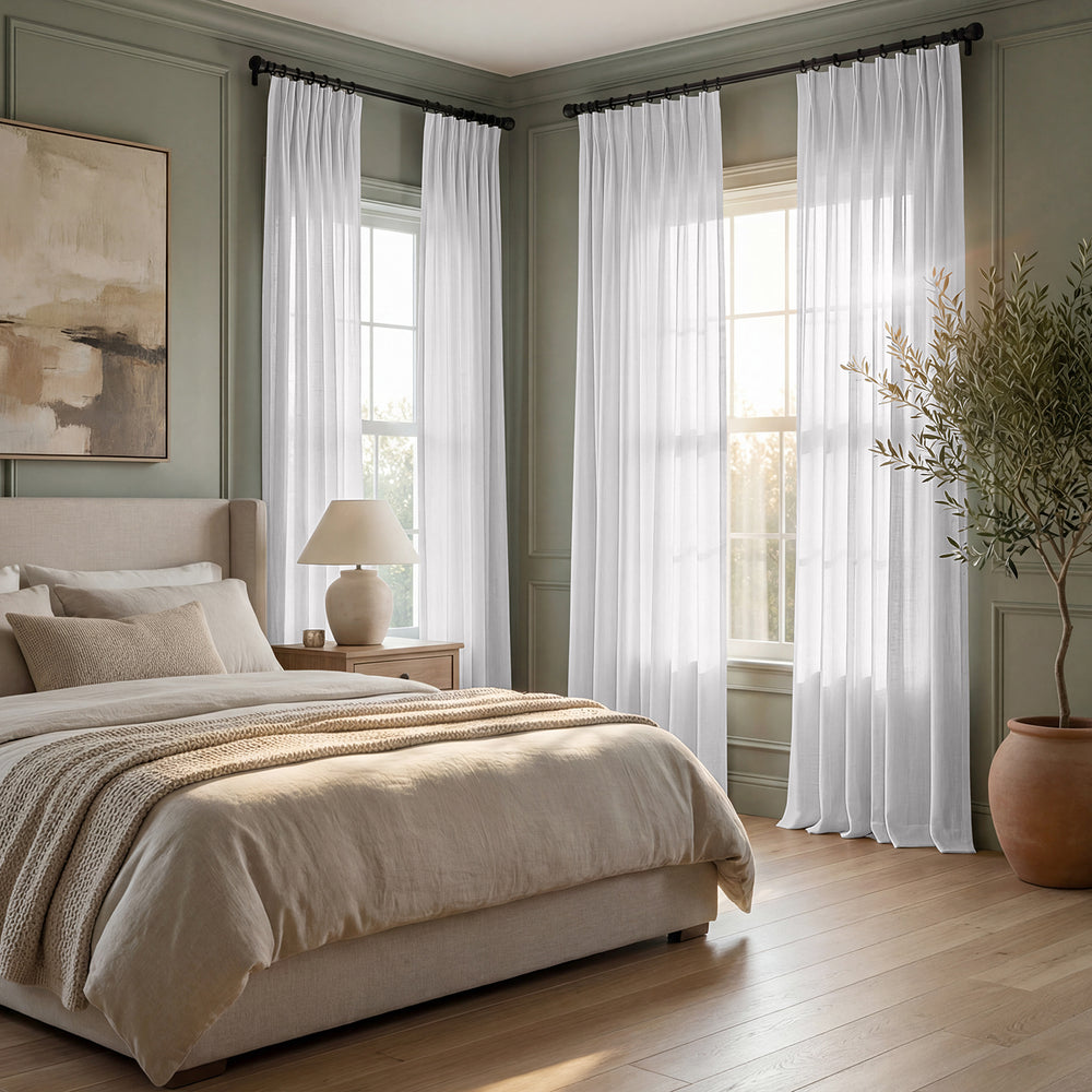 Prime White Dune Textured Cotton Custom Curtain