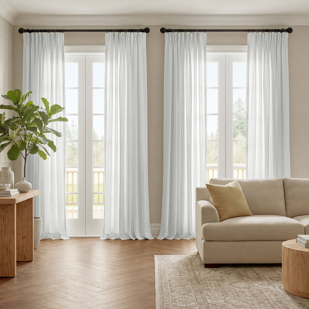 Crisp White French Linen Custom Curtain