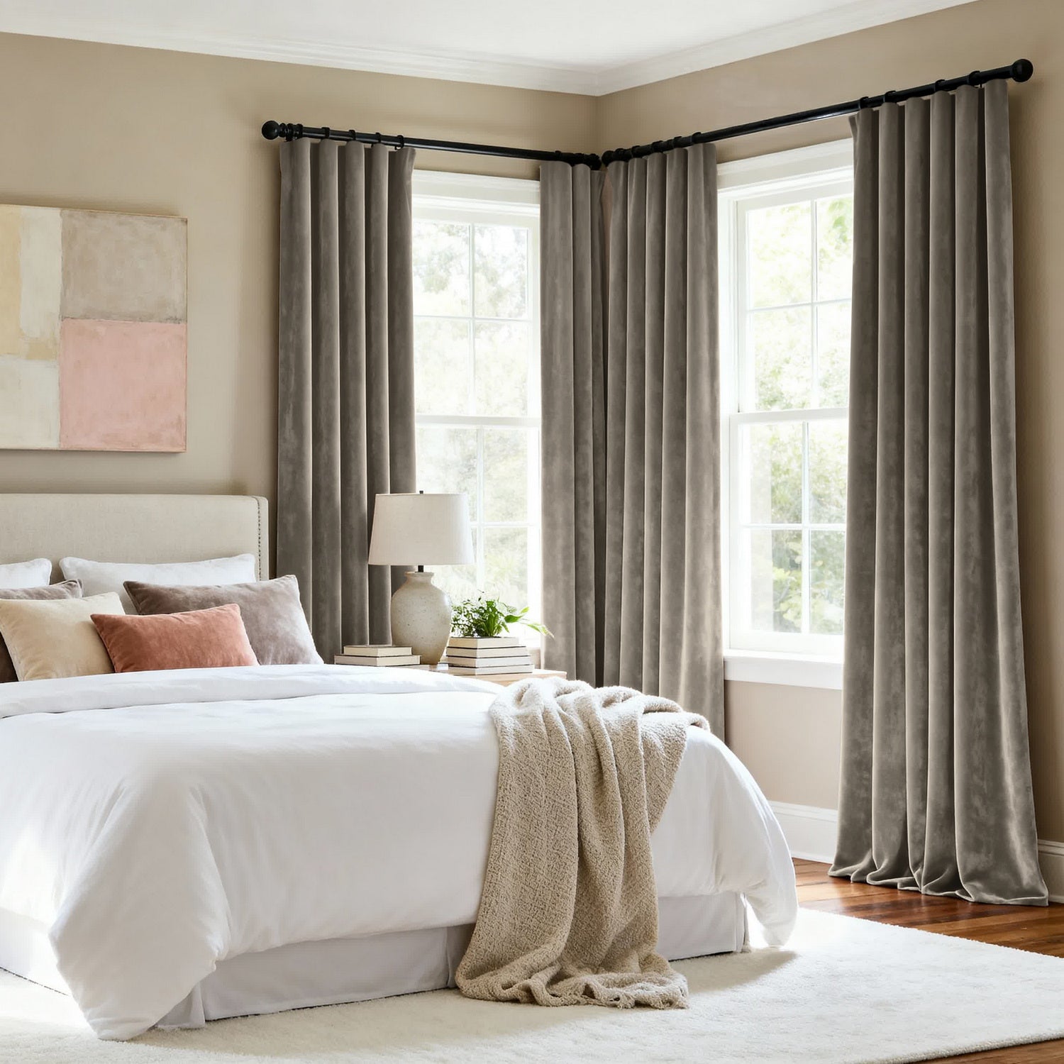 Gallery Taupe Heritage Plush Velvet Custom Curtain