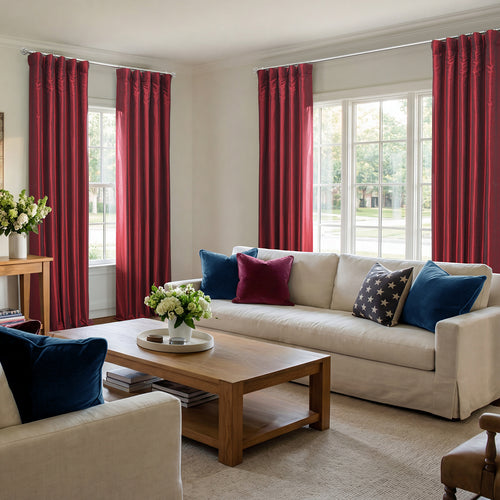 Ruby Vintage Textured Faux Dupioni Silk Custom Curtain