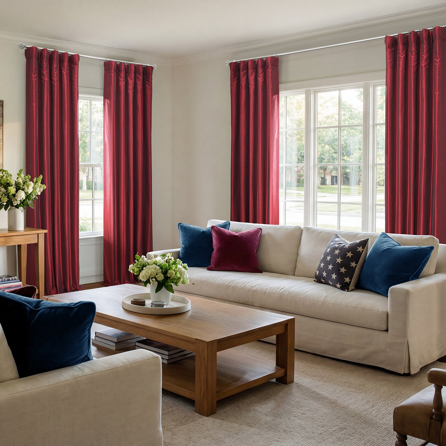 Ruby Vintage Textured Faux Dupioni Silk Custom Curtain