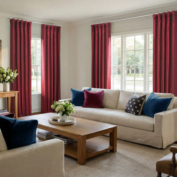 Ruby Vintage Textured Faux Dupioni Silk Custom Curtain