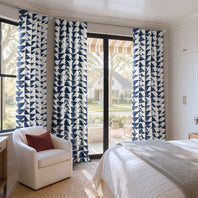 Triad Indigo Geometric Printed Cotton Room Darkening Curtain