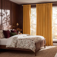 Dandelion Gold Textured Faux Linen Custom Curtain