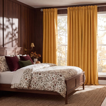 Dandelion Gold Textured Faux Linen Custom Curtain