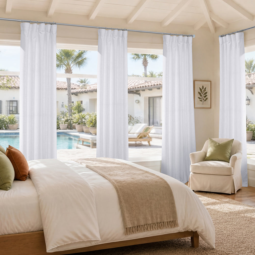 Rice White Heavy Faux Linen Custom Curtain
