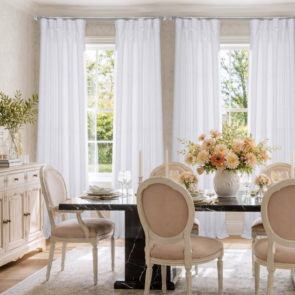 Rice White Heavy Faux Linen Custom Curtain