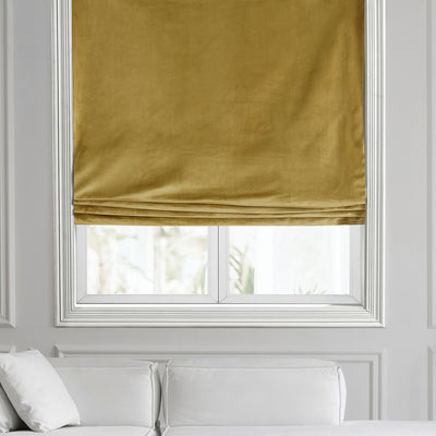 Peat Green Heritage Plush Velvet Roman Shade