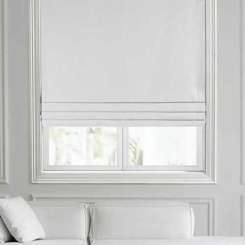 Mist White Bellino Textured Faux Linen Roman Shade