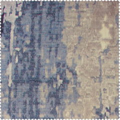 Lake Blue Textured Printed Cotton Room Darkening Curtain
