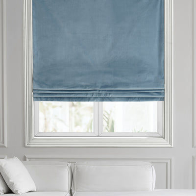 Denmark Blue Heritage Plush Velvet Roman Shade