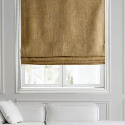 Butterscotch Textured Faux Linen Roman Shade