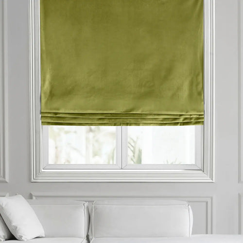 Retro Green Heritage Plush Velvet Roman Shade