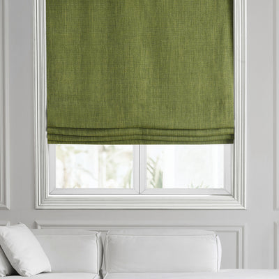 Key Green Textured Faux Linen Roman Shade