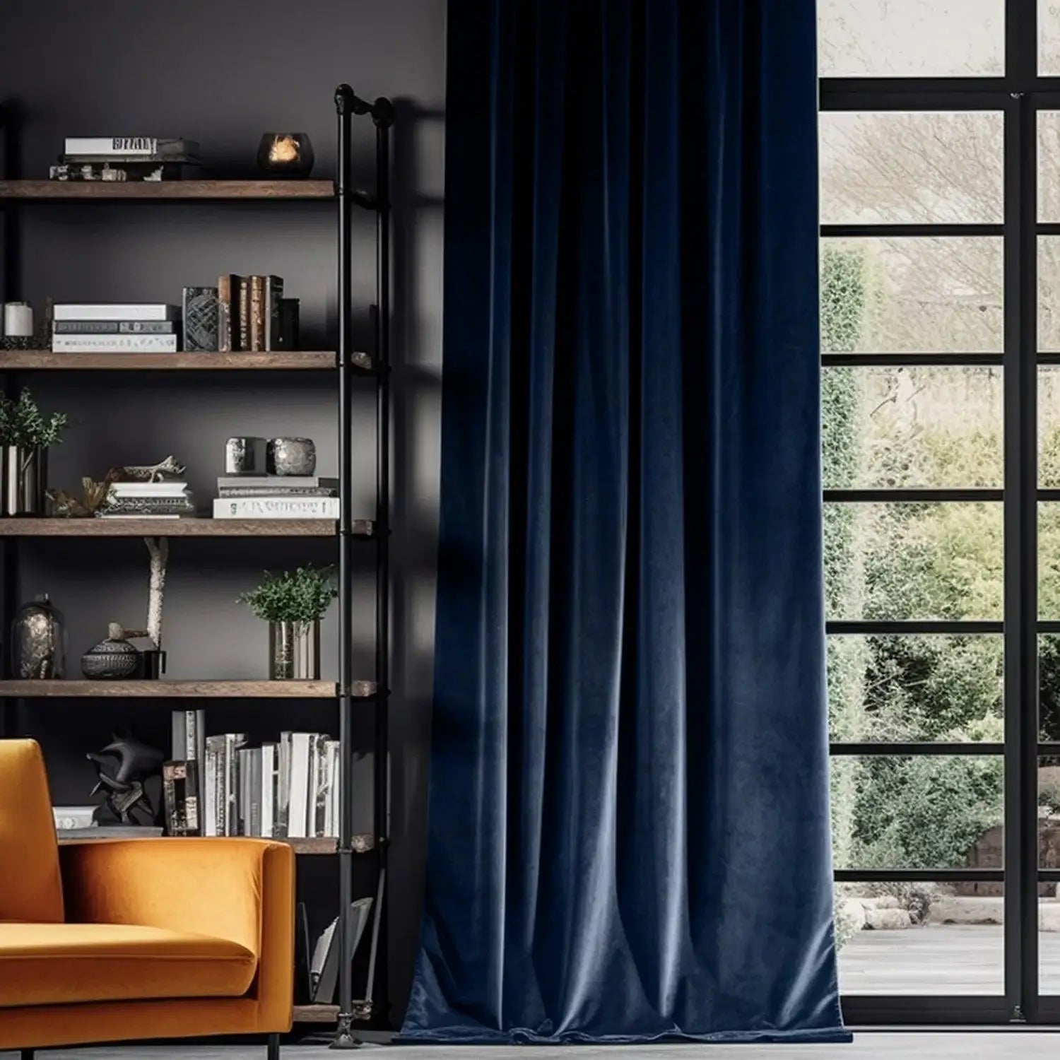 Americana Blue Urban Lush Velvet Custom Curtain - HalfPriceDrapes.com