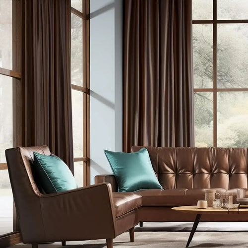 Copper Brown Solid Faux Silk Taffeta Custom Curtain