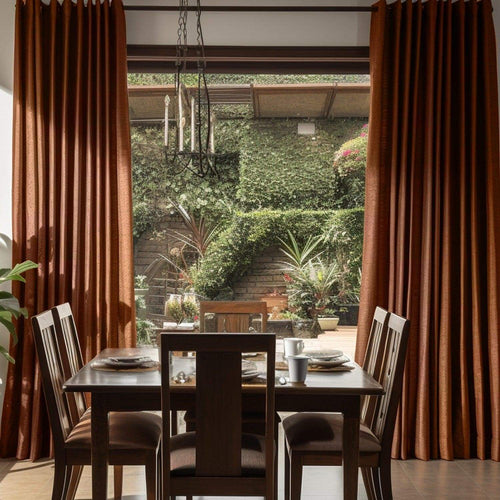 Copper Kettle Vintage Textured Faux Dupioni Silk Custom Curtain